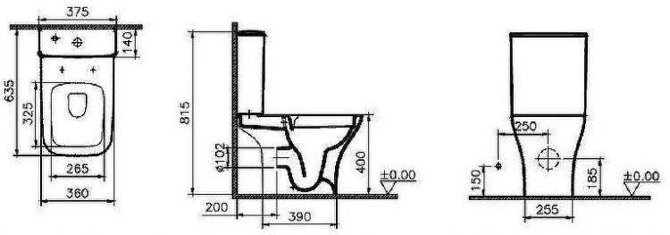 Унитаз компакт Vitra Polar Open-Back 9843B003-7201 с бачком и сиденьем Микролифт