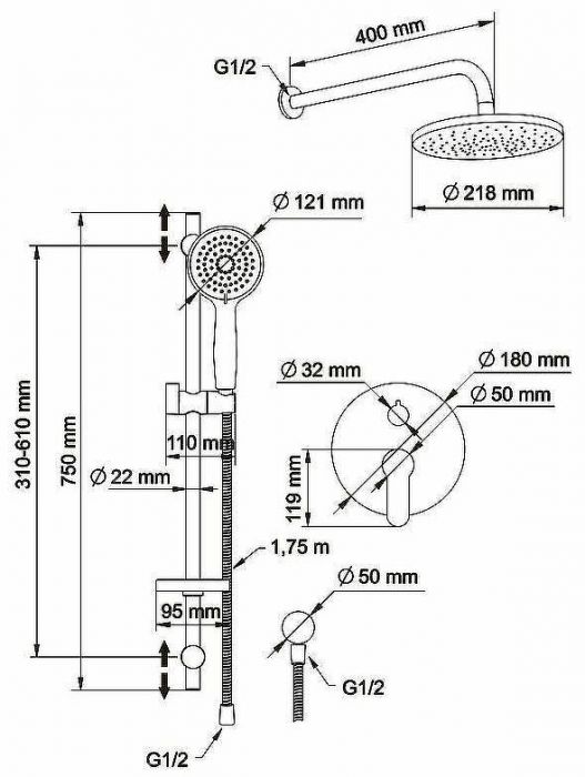 Душевая система Swedbe Platta 5535 Хром