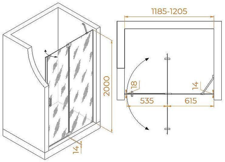 Душевая дверь RGW Leipzig LE-004-Gg 120 351200412-210 профиль Серый стекло матовое