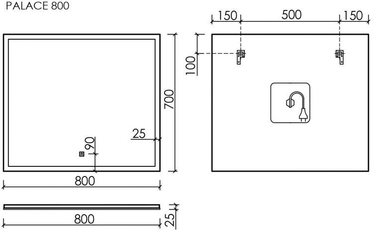 Зеркало SANCOS с подсветкой Palace, 800х700, PA800 Зеркало SANCOS с подсветкой Palace, 800х700, PA800