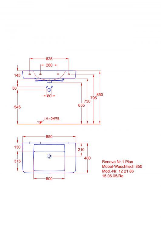 Раковина Keramag Renova Nr.1 Plan, 122186000