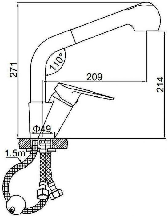 Смеситель для кухни Ledeme H40 6040L Хром