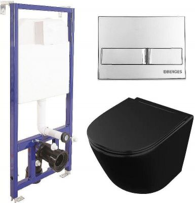 Комплект унитаза Owl 1975 Vind Cirkel-H OWLT190305 с инсталляцией Berges Wasserhaus Novum L3 040213 с сиденьем Микролифт и клавишей смыва Хром