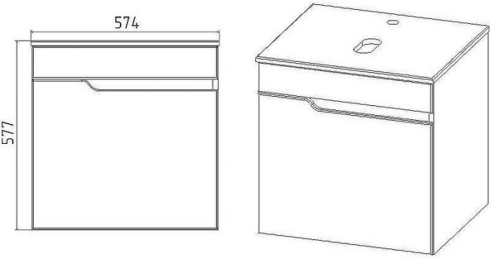 Тумба под раковину VIANT Куба 57 VKUB57N-T1STP подвесная Белая