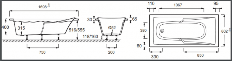 Акриловая ванна Jacob Delafon Corvette 170x80 E60905-00