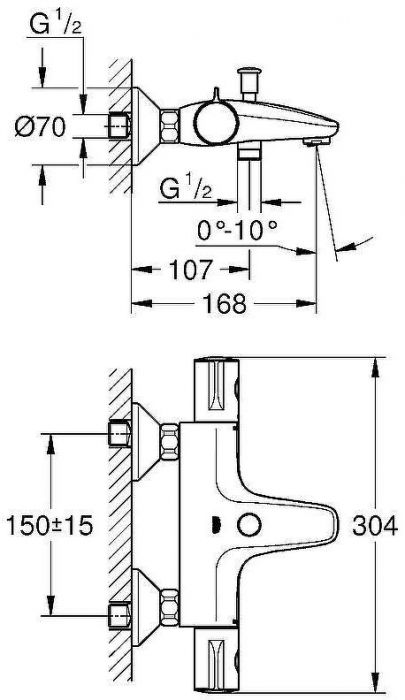 Смеситель для ванны Grohe Grohtherm 800 34576000 с термостатом Хром