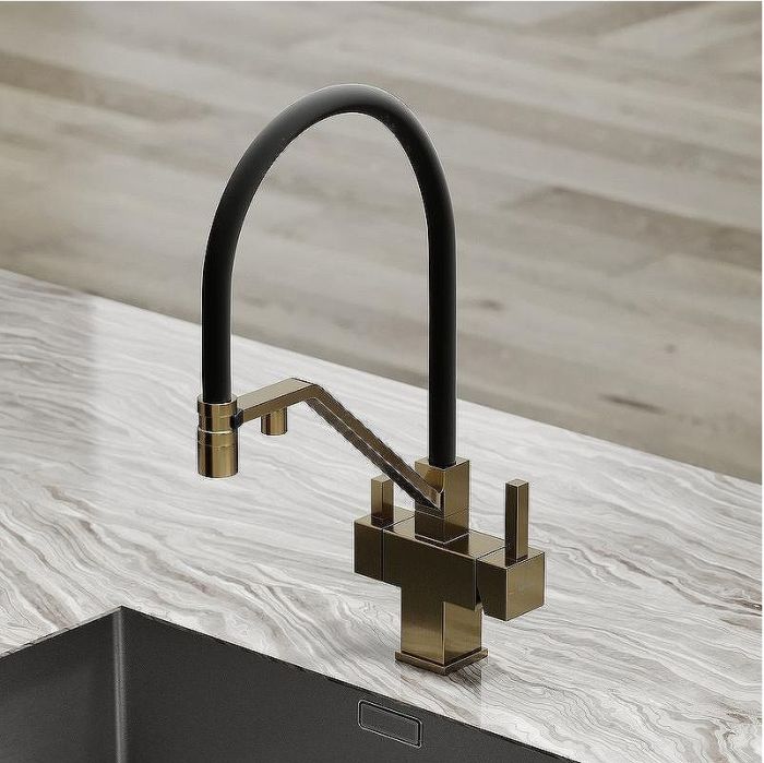 Смеситель для кухни Sancos Loro SC4007BG Золото брашированное Черный