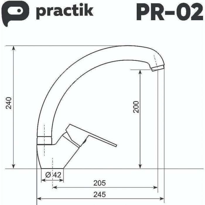 Смеситель для кухни Ulgran Practik PR-02-004 Черный оникс