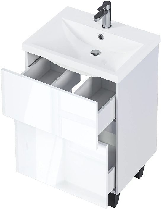 Тумба под раковину 1MarKa Aris 60Н Ц0000035775 цвет Белая аляска Белый глянец