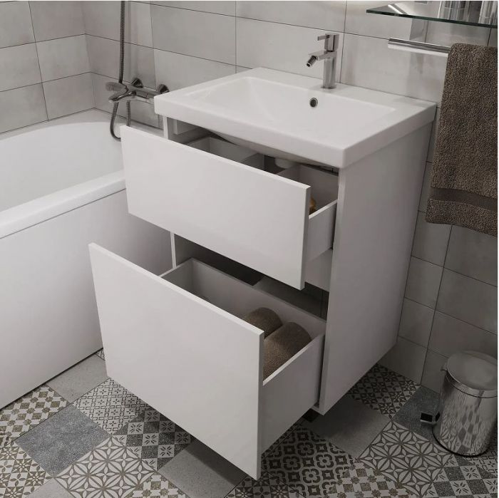 Тумба под раковину 1MarKa Aris 60Н Ц0000035775 цвет Белая аляска Белый глянец