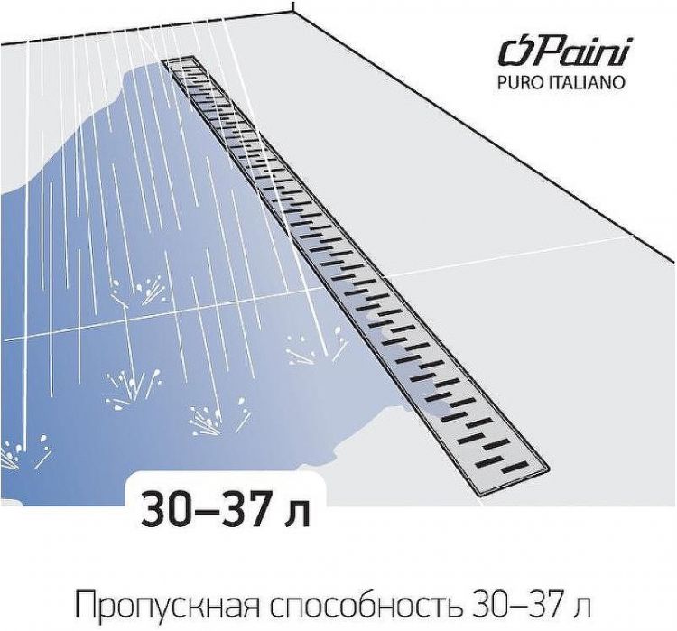 Душевой лоток Paini Harmony 450 CH450HC с решеткой Черный матовый Душевой лоток Paini Harmony 450 CH450HC с решеткой Черный матовый