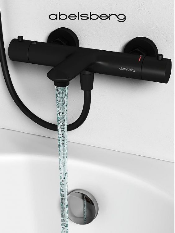 Смеситель для ванны Abelsberg Perfecta INF61101MB с термостатом цвет Вулканический черный Смеситель для ванны Abelsberg Perfecta INF61101MB с термостатом цвет Вулканический черный