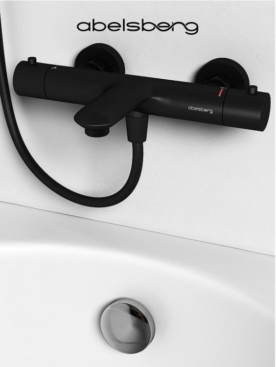Смеситель для ванны Abelsberg Perfecta INF61101MB с термостатом цвет Вулканический черный Смеситель для ванны Abelsberg Perfecta INF61101MB с термостатом цвет Вулканический черный