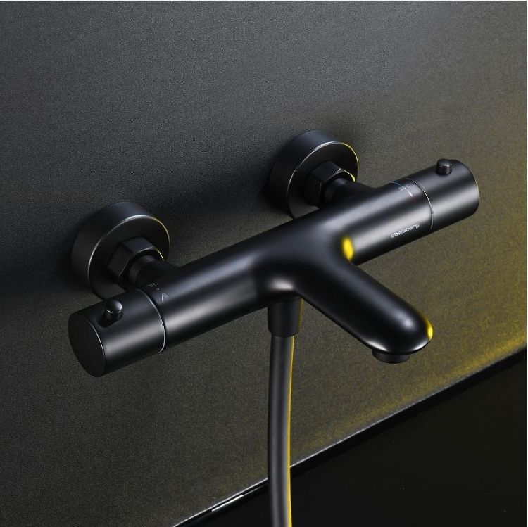 Смеситель для ванны Abelsberg Perfecta INF61101MB с термостатом цвет Вулканический черный Смеситель для ванны Abelsberg Perfecta INF61101MB с термостатом цвет Вулканический черный