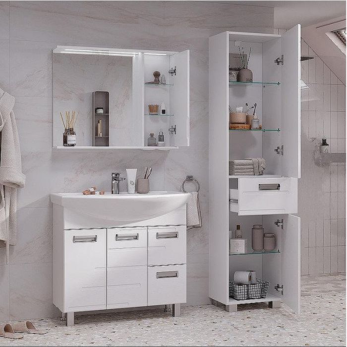 Зеркало со шкафом Volna Joli 80 R zsJOLI80.R-01 с подсветкой Белое