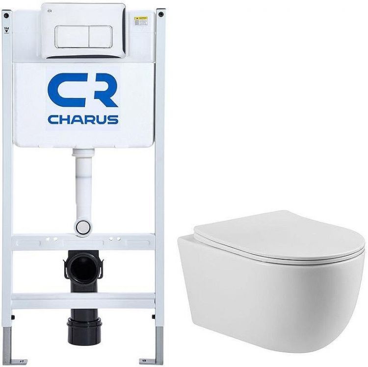 Комплект унитаза Vincea Evo Rimless VT1-34S с инсталляцией Charus City CR.200.21.01 с сиденьем Микролифт и клавишей смыва Хром глянцевый Комплект унитаза Vincea Evo Rimless VT1-34S с инсталляцией Charus City CR.200.21.01 с сиденьем Микролифт и клавишей смыва Хром глянцевый