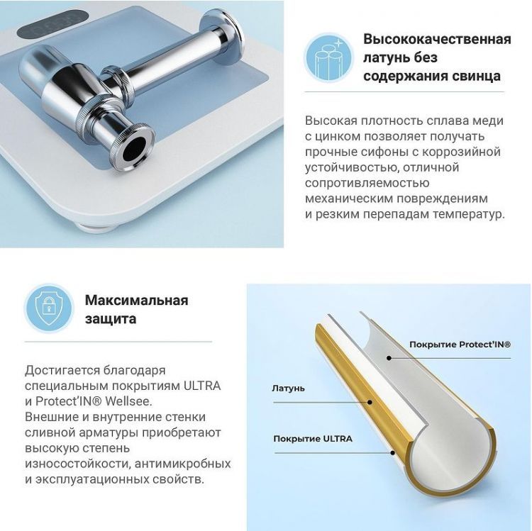 Сифон для раковины Wellsee Drainage System 182103000 цвет Хром