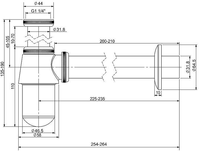 Сифон для раковины Wellsee Drainage System 182103000 цвет Хром