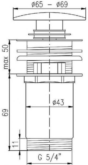 Донный клапан Rav Slezak MD0484CMAT click-clack Черный матовый