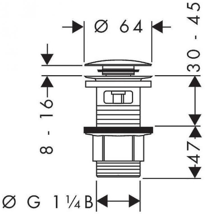 Донный клапан Hansgrohe 50105000 click-clack Хром