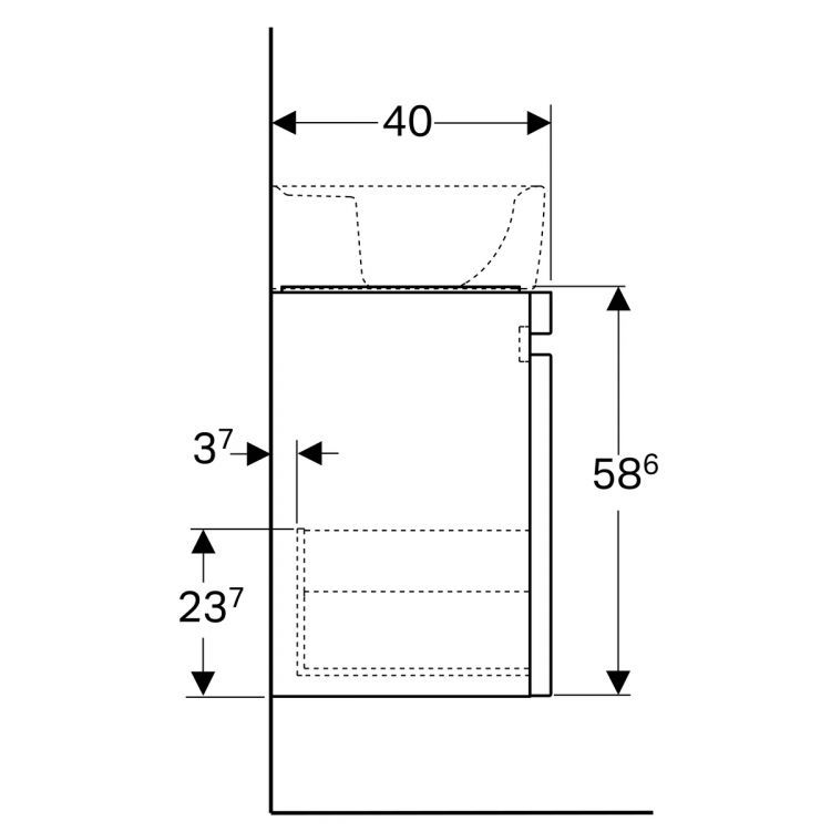 Тумба под раковину Geberit Renova Nr. 1 Plan , 48x40, натуральный дуб [869553000]
