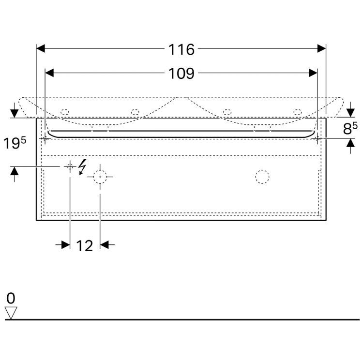 Тумба под двойную раковину Geberit myDay, 116x41, белый глянец [824130000]