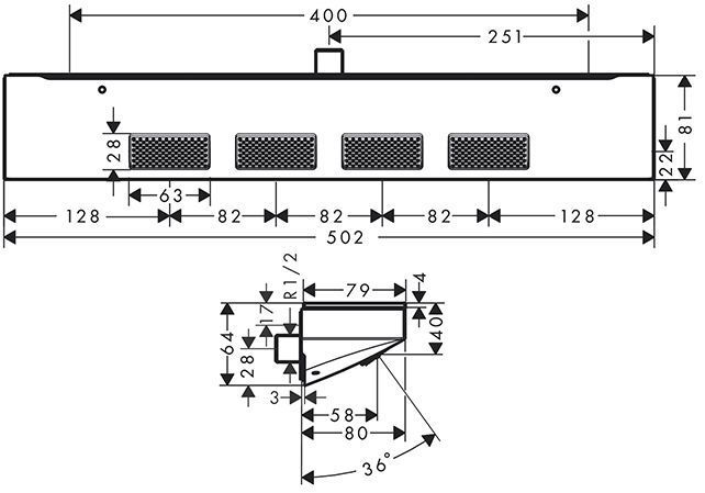Hansgrohe Rainfinity Боковой душ 50.2х8.1см., с полкой, цвет: белый матовый