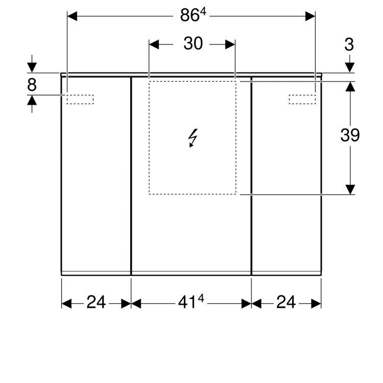 Зеркальный шкафчик Geberit Option Plus с подсветкой 90х70х15 [500.594.00.1]