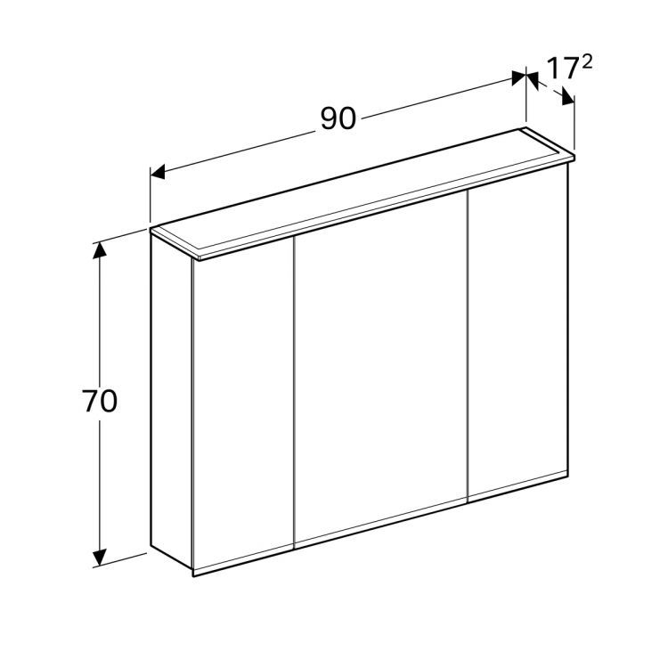 Зеркальный шкафчик Geberit Option Plus с подсветкой 90х70х15 [500.594.00.1]