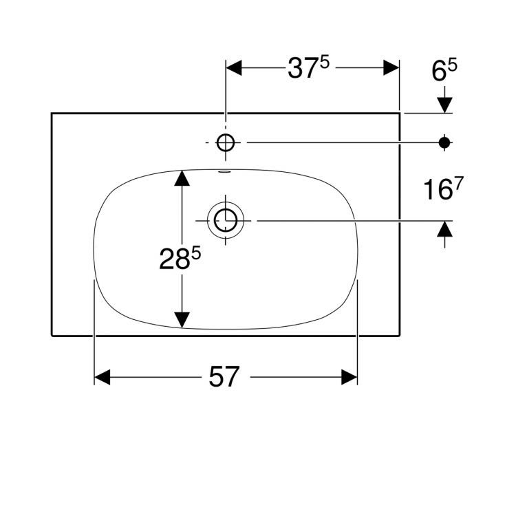 Раковина Geberit Acanto, 500.632.01.2 Раковина Geberit Acanto, 500.632.01.2
