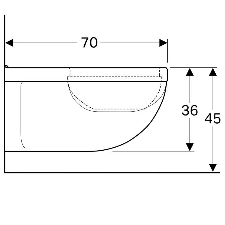 Унитаз Geberit Comfort Square подвесной, 6л [208550000]