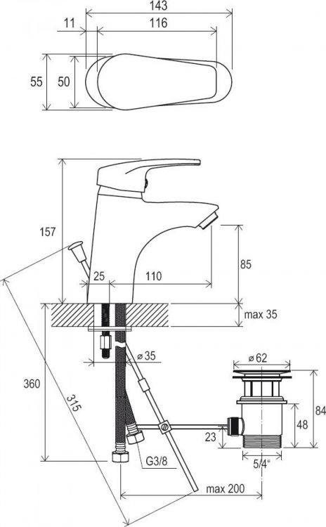 Смеситель для умывальника Ravak Neo NO 011.00 X070016 Смеситель для умывальника Ravak Neo NO 011.00 X070016