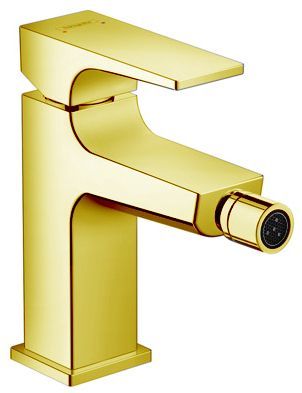 Hansgrohe Metropol Смеситель для биде на 1 отв, с донным клапаном, излив 129мм, цвет: золото