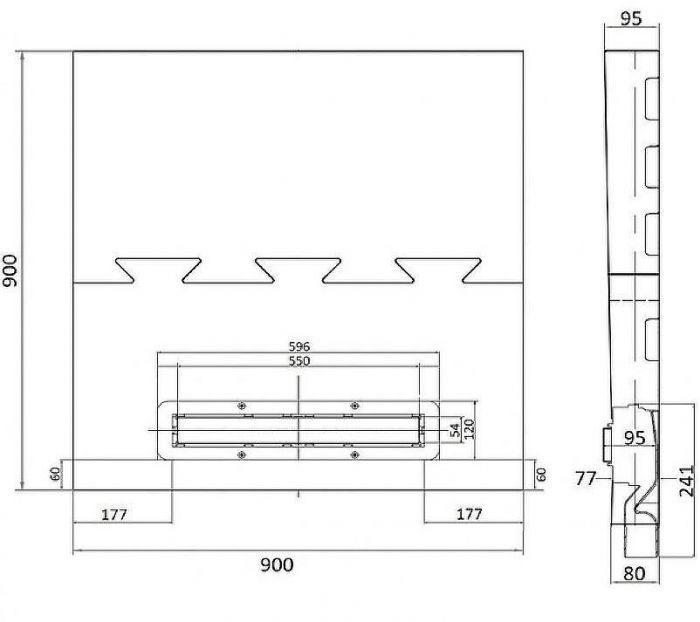 Душевой поддон из вспененного полистирола Pestan 90х90 Confluo Board Uni 40007821G под плитку со встроенным душевым лотком Frameless Line 550