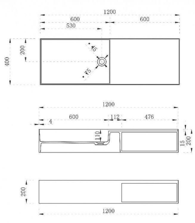 Раковина Abber Stein 120 AS2649-1.2 Белая матовая