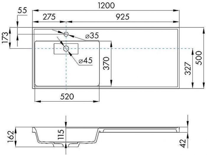 Раковина Aquaton Лондри 120 L 1A72843KLH21L с местом под стиральную машину Графит