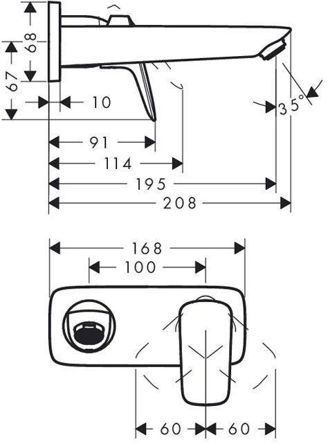Hansgrohe Logis, Смеситель для раковины, излив 195 мм, внешняя часть, Цвет: хром