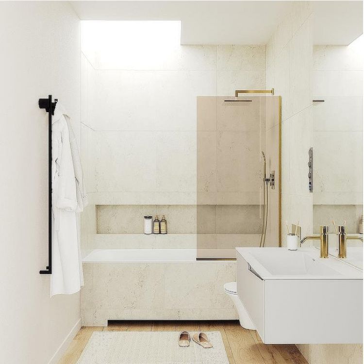 Шторка на ванну Maybah Glass MGV-66-3у 400x1400 в узком профиле Золото стекло бронзовое