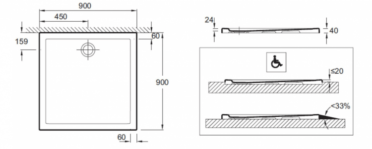 Душевой поддон Jacob Delafon Kyreo 90х90 см ENC90-00, белый Душевой поддон Jacob Delafon Kyreo 90х90 см ENC90-00, белый
