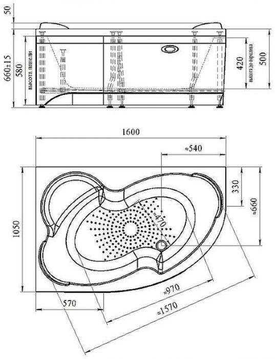 Акриловая ванна Radomir Vannesa Ирма 160х105 L 2-75-2-1-9-229 с гидромассажем Классик Хром