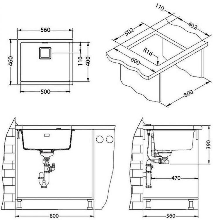 Кухонная мойка Alveus Granital+ Quadrix 50 Deep Black G90 560x460x200 1149138 Черная матовая Кухонная мойка Alveus Granital+ Quadrix 50 Deep Black G90 560x460x200 1149138 Черная матовая