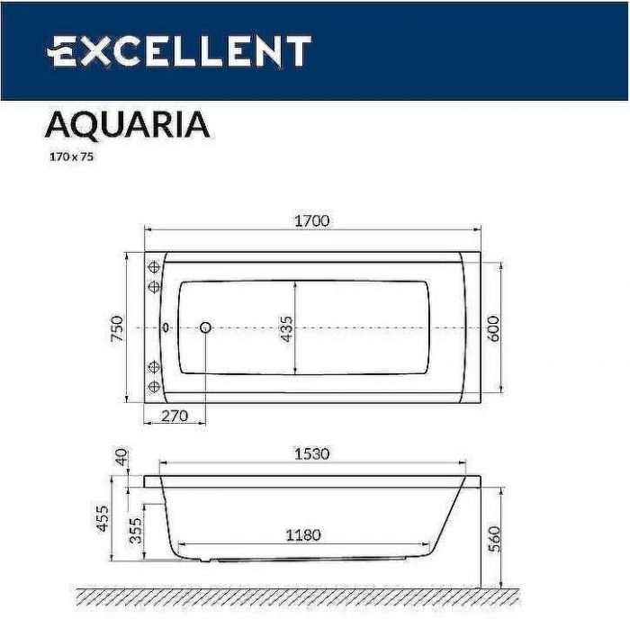 Акриловая ванна Excellent Aquaria 170x75 WAEX.AQU17.LINE.GL с гидромассажем