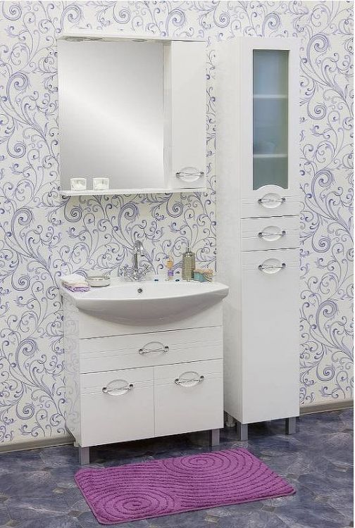 Зеркало со шкафом Sanflor Палермо 75 С23875 с подсветкой Белое глянцевое