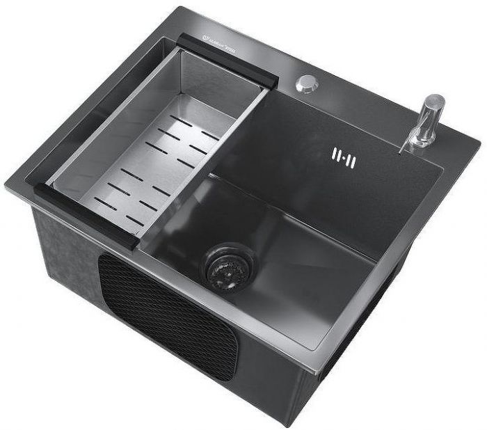 Кухонная мойка Ulgran Steel US 500-002 Черная брашированная сталь