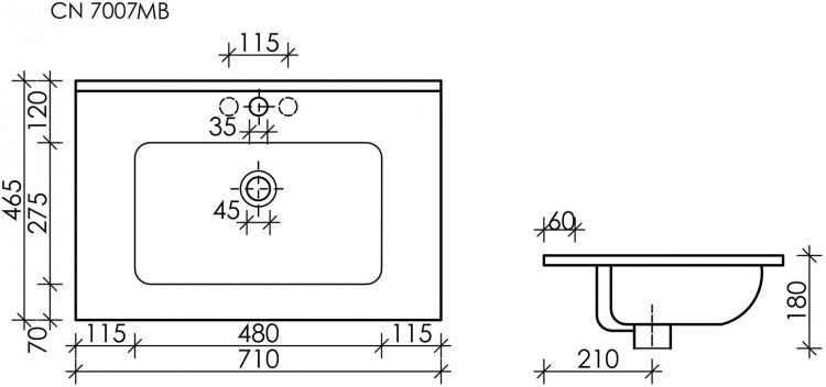 Умывальник CERAMICANOVA Element накладной прямоугольный (цвет Черный Матовый) CN7007MB Умывальник CERAMICANOVA Element накладной прямоугольный (цвет Черный Матовый) CN7007MB