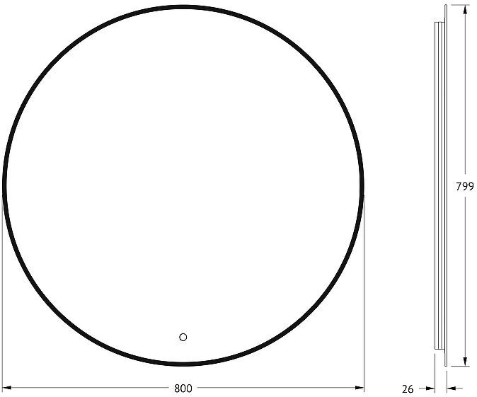 Зеркало Defesto Aura 80х80 DF 2985S с подсветкой 25W-4500K/Сенсорный выключатель/Нейтральный белый свет/Черная рама