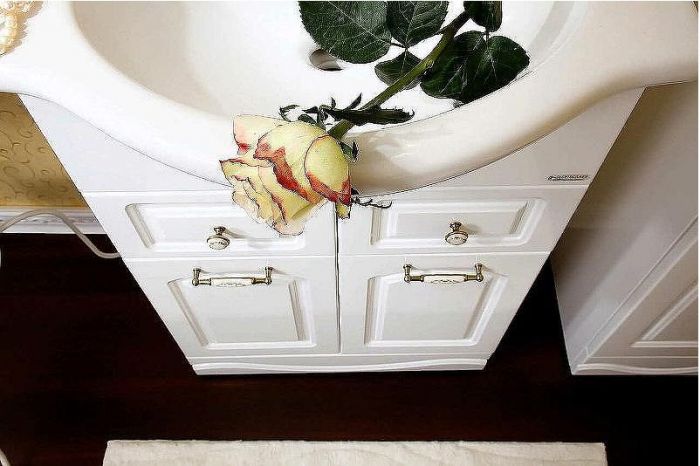 Тумба под раковину Бриклаер Анна 60 4627125412226 Белая глянцевая