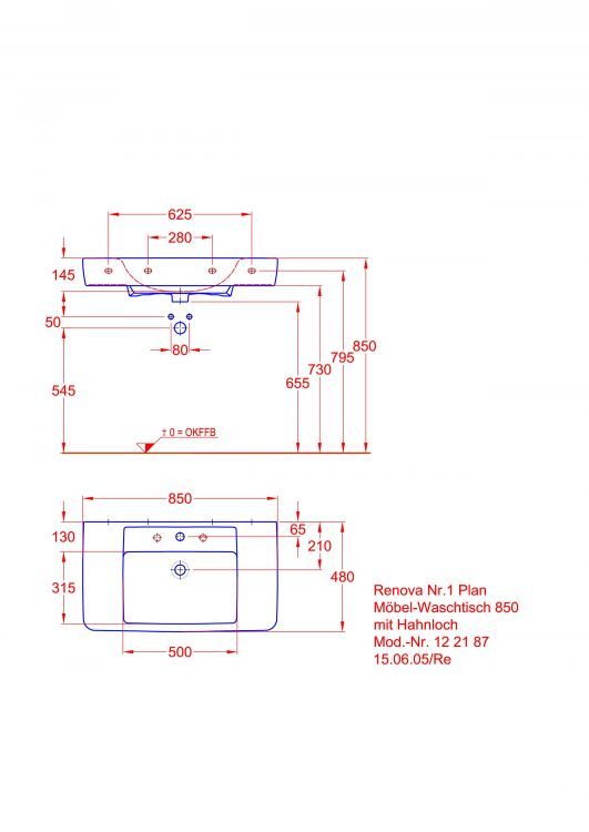 Раковина Keramag Renova Nr.1 Plan, 122187000