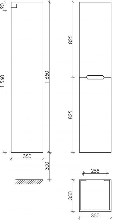Шкаф-пенал SANCOS Norma 2.0 подвесной, белый глянец 350х350х1650, PNR2.035W