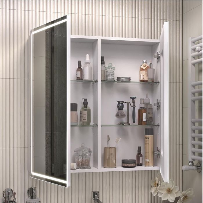 Зеркальный шкаф Vigo Geometry Comfort 80 221 с подсветкой цвет Белый